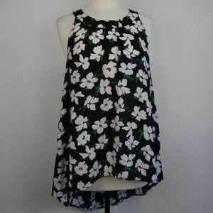 Torrid Size 00 M/L High Neck Hi Low Floral Print Lightweight Sleeveless Blouse